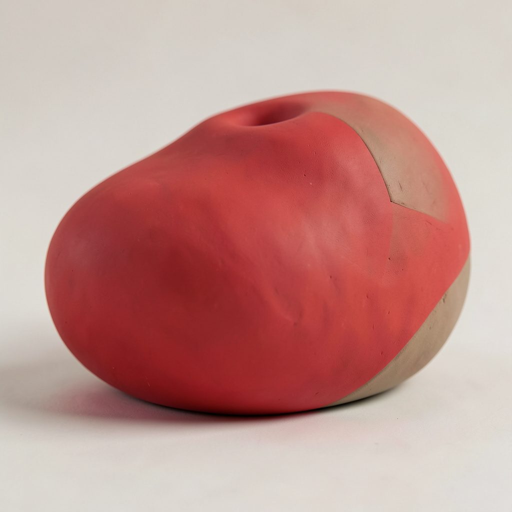 A clay-model composition of rounded organic shapes in soft navy, cream, and coral tones, suggesting connection, care, and forward motion.